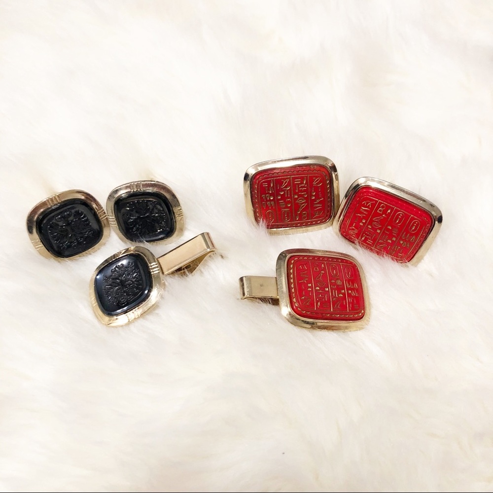Vintage Parkway Cuff Links + Tie Clip Sets